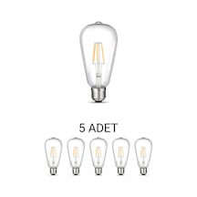 Ct-4353 St64 Rustik Led Ampul 8w Beyaz Işık - 5 Li Paket-kalın Duy Montaj Yeri-e27 Tip