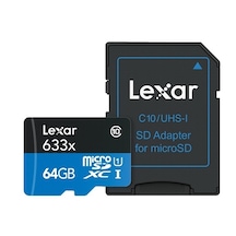 Lexar 64Gb 633X 95Mb/S A1 V10 Micro Sd Hafıza Kartı+ Sd Adaptör