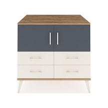 Kronos Şifonyer 2 Raflı 4 Çekmeceli 2 Kapaklı 88x59x80 Çam-antrasit/aytaşı Antrasit/aytaşı