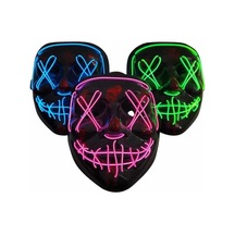 Işıklı Led Maske Parti Eğlence Maskesi Hallowen Neon Maske Siyah