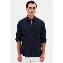 Ds Damat Comfort Lacivert Düz %100 Keten Gömlek 4hc02ap01265m Lacivert