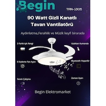 Begin Gizli Kanatlı Led Işıklı Tavan Vantilatörü, Beyaz, Bluetooth Hoparlörlü, Uzaktan Kumandalı, Zaman Ayarlı Diğer