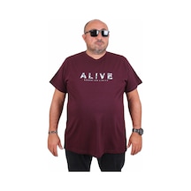 Moc Grande Mocgrande Erkek Büyük Beden Sıfır Yaka Tişört Alive 25187 Murdum Murdum