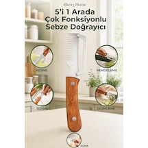 5 İ 1 Arada Çok Fonksiyonlu Sebze Doğrayıcı, Kesme, Soyma, Rendeleme Ve Dilimleme Aparatı, Paslanmaz Çelik Kahverengi