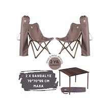 Bag The Joy Ahşap Masa Sandalye Seti Antrasit-Koyu Gri-70 70 55cm