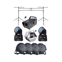 Quenlite Free Paket-7 Sahne Işık Sistemi Seti Top Küre Led Par Moving Head Robot Sis Balon Makinesi
