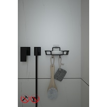 Alper Banyo Yapışkanlı Kancalı Çok Amaçlı Rafı ve Katı Sabunluk Siyah Alper Banyo Yapışkanlı Kancalı Çok Amaçlı Rafı ve Katı Sabunluk Siyah
