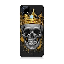 Realme C25 Uyumlu Taçlı Kurukafa Gölgesinde Desenli Silikon Kılıf Çok Renkli