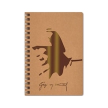 16,5x22,5 Cm 100 Yaprak Kareli Telli Atatürk Sert Karton Kapak Defter 70 Gr Krem Renk Kağıt Çok Renkli