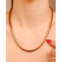 Lekka Design Takı Kararmaz Çelik Kalın Silindir Zincir Kolye Altın