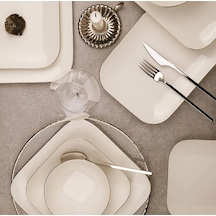 Kütahya Porselen Bone Minas 51 Parça Yemek Takımı Platin Fileli