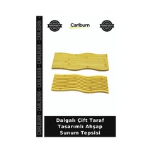 Dalgalı Çift Taraf Tasarımlı Ahşap Sunum Tepsisi Günlük Kullanım İkramlık