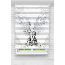 Perdecizade Enxboy Kanatlı Kız Dijital Baskılı Zebra Perde-cocuk Odası-stor Perde Renkli
