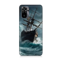 Xiaomi Redmi Note 10 Uyumlu Fırtınada Eski Gemi Desenli Silikon Kılıf Çok Renkli