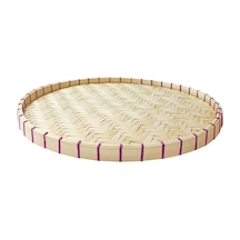 Yuvarlak Bambu Tepsi 40 Cm Meridyendukkan El Yapımı Bambu Dekoratif Sunumluk Tepsi