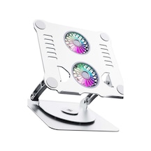 Metal Laptop Standı 360 Derece Dönebilir Rgb Çift Fanlı Premium Tablet Laptop Notebook Standı