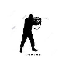 Tüfekle Ateş Eden Asker Adam Sticker 17Cm