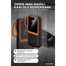 20000 Mah Powerbank Dahili Çoklu Kablolu Ve Dijital Göstergeli Taşınabilir Şarj Cihazı Bx-316260 Çok Renkli