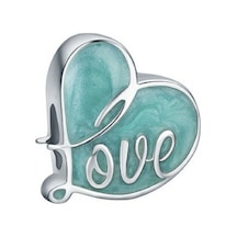 Nur Silver Yeşil Kalp Gümüş Charm Nur-bl01255