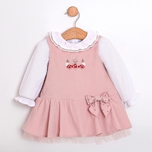Rabit Nakışlı Kız Bebek Gömlekli Jile Takım Açık Pembe