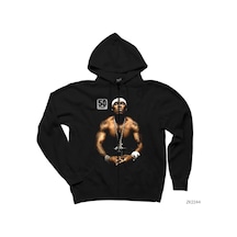 50 Cent With Tattoos Siyah Fermuarlı Kapşonlu Sweatshirt Siyah