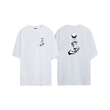 Thewert Unisex Elevate Ön Arka Baskılı Beyaz Oversize T-shirt