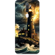 Oppo A5 2020 Uyumlu Fırtınada Işık Kulesi Desenli Silikon Kılıf Çok Renkli