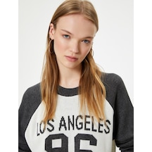 Koton Bisiklet Yaka Kazak Kolej Desenli Bisiklet Yaka Reglan Kollu Ekru 5wal90064ıt Ekru