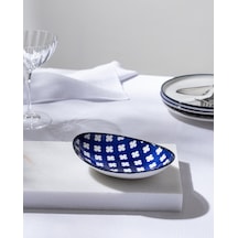 Reve Bleu Raye Oval Tabak - 15 Cm - Mavi/beyaz 8684427225813 Çok Renkli