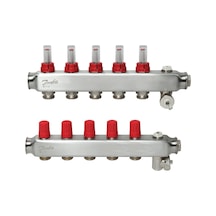 Danfoss 5'li Paslanmaz Çelik Debimetreli Kollektör Seti - 088u0755