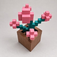 Piksel Orkide Biblo - 3d Baskı, Minecraft Esintili Pembe