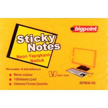 Bigpoint Yapışkanlı Not Kağıdı 75x50mm Neon Turuncu 12'li Paket