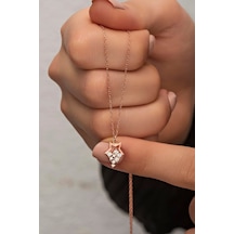 925 Ayar Gümüş Minik Parlayan Yıldız Kolye Rose Gold