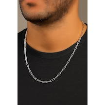 Gümüş Renk Kalın Ataç Unisex Çelik Kolye - 3362 Çok Renkli