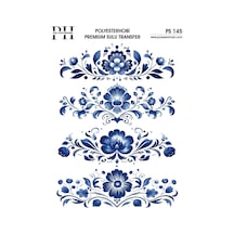 Polyesterhobi Premium Sulu Transfer 25x35 Cm Bluee Blanc Çiçek Desenli Ps 145