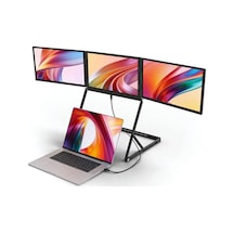 Ultrax 15.6" Üçlü Taşınabilir Monitör Katlanabilir Ayaklı Çoklu Ekran Full Hd Ips