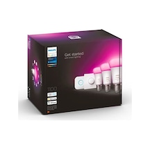 Philips Hue Renkli 3'lü Akıllı Butonlu E27 Bluetooth Özellikli Akıllı Başlangıç Seti Çok Renkli