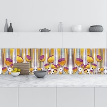 Mutfak Tezgah Arası Folyo Fayans Kaplama Folyosu 3D Golden Flower (508111008)