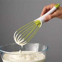 Silikon Saplı 2 Fonksiyonlu Çırpıcı - Düz Ve Balon Çırpıcı - Düz Yumurta Çevirme Balon Çırpma Siliko Diğer