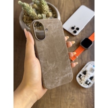 Apple iPhone 16 Uyumlu Kadife Yüzeyli Magsafe Uyumlu Premium Kılıf Soocase691 Kahverengi