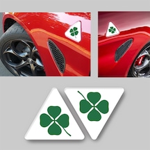 Alfa Romeo Yonca Amblem Beyaz 3D Sticker 2 Adet