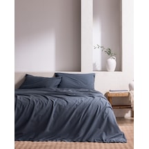 Madame Coco Tracey King Size %100 Pamuk Pileli Linen Look Yıkamalı Çarşaflı Nevresim Takımı - İndigo 8684427125564 Çok Renkli