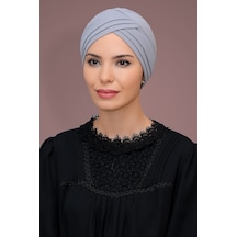 Hürrem Bone Gri Pratik Hazır Geçmeli Tesettür Bone Petekli Mevsimlik Üç Çapra Gri