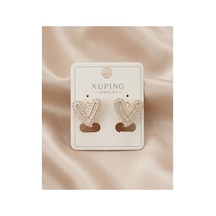 Xuping 14k Gold Rengi Kuyumcu İsçiligi Modern Tasarim Tas Detay Kararmaz Kadin Halka Küpe Gri - 926433105 Gri