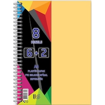 6+2 Ayraçlı Defter 8 Konulu 200 Yaprak 1 Adet 6 Kareli 2 Çizgili Spralli Plastik Kapak Seperatörlü Krem