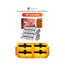 Araç İçi Çakar Led Seti Kumandalı 4 Parça 12v Turuncu İkaz Lambası