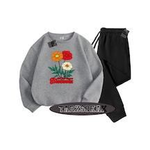 Tarzsokak Gri Biskilet Let Your Dreams Blossom Detaylı İkili Takım