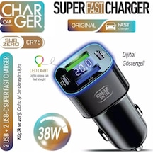 Subzero Cr75 38w Rgb Araç Şarj Başlığı 2 Usb + 2 Pd & Dijital Renkli Ekran