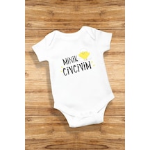 Hediyenza Minik Civcivim Özel Tasarım Bebek Zıbın Pamuklu Çıtçıtlı Body Beyaz