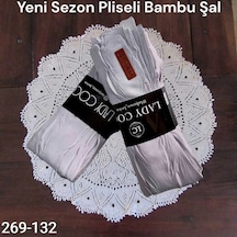 Lady Coco Pliseli Bambu Şal 269-132 Gümüs Gri Çok Renkli